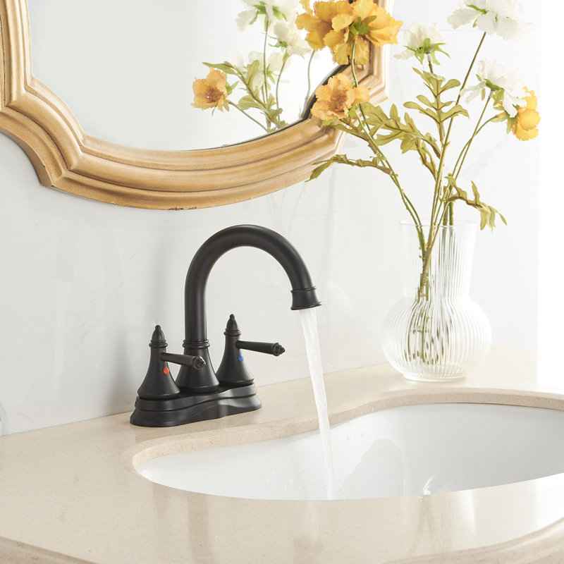 Centerset 2-handle Bathroom Faucet with Drain Assembly, Black