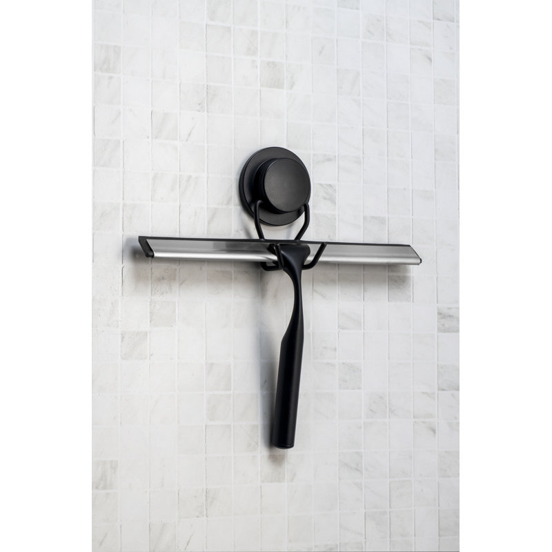 Croydex Stick 'n' Lock Chrome Shower Squeegee, Black