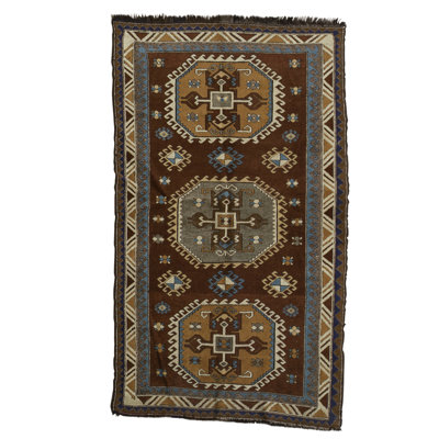Tapis orange et vert noué à la main de haute qualité