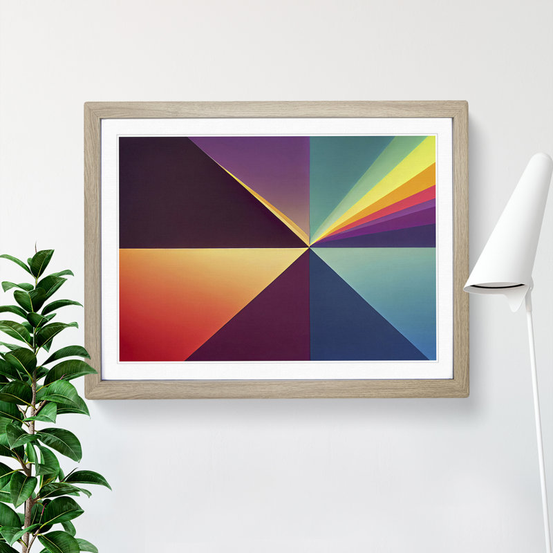 Abstract Prism Art - Framed Print, 46cm H x 64cm W x 2cm D, Oak