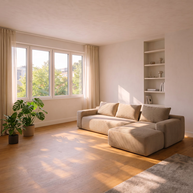 Canapé modulaire réversible en velours côtelé l 105 po x P 38 po x H 31 po Aura