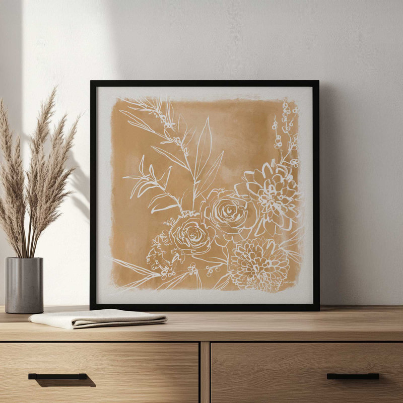 «Flower Bundle» par Anne Tavoletti, reproduction d'art, H 20 po x l 20 po, Doré