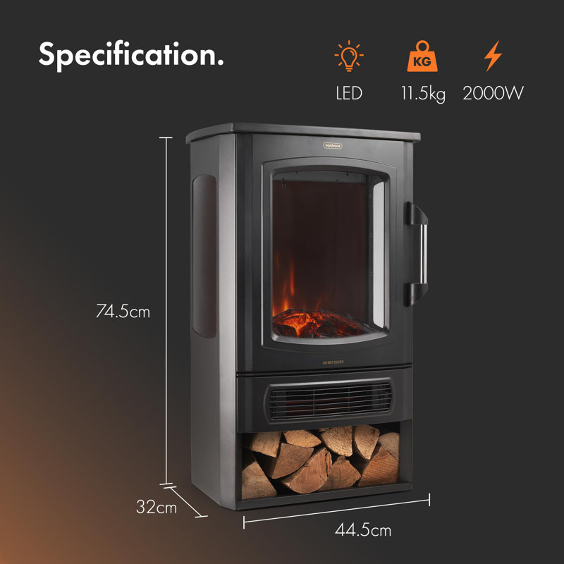 VonHaus 44.5cm W Black Electric Stove