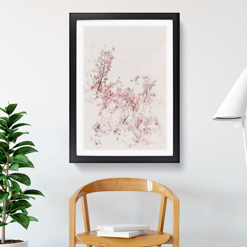 Pink Cherry Tree - Framed Print, 87cm H x 62cm W x 2cm D, Black Framed