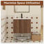 Ensemble de meuble-lavabo flottant 24 po avec lavabo 24 po - Armoire murale moderne en ébène brun, portes à fermeture douce, petit ensemble de meuble-lavabo peu encombrant-359933791-359933776