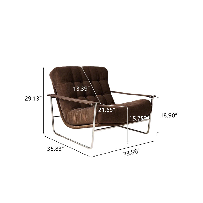33.86"Brown Corduroy Vintage Single Seater Sofa Chair