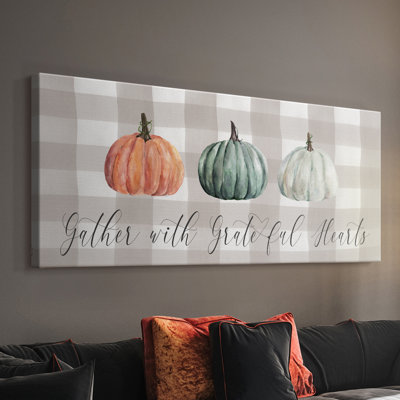 «Gather With Grateful Hearts» - Toile tendue avec châssis - Prêt à accrocher