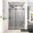 60 In. W X 66 In. H Single Sliding Frameless Shower Door/Enclosure In Matte Black Finish With Clear Glass-122790635