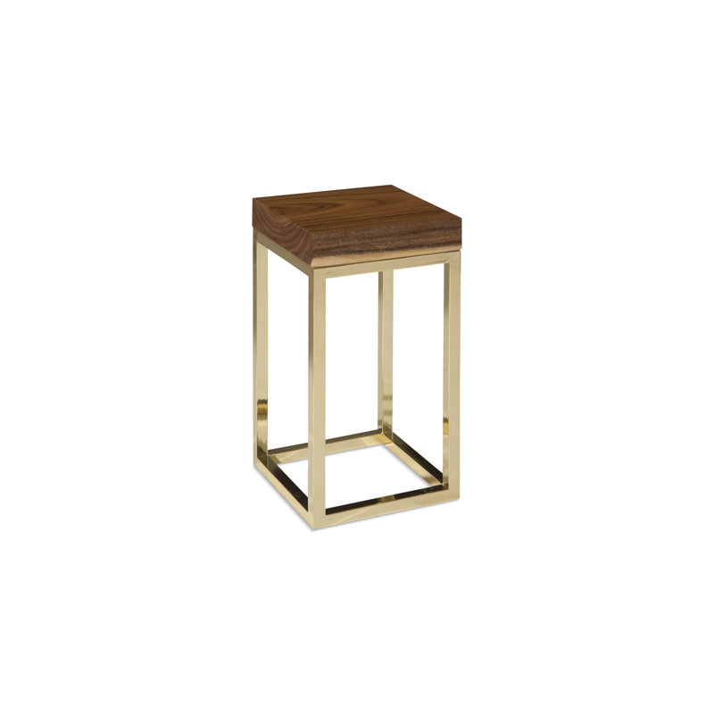 Hayden Solid Wood End Table, Gold, Brown