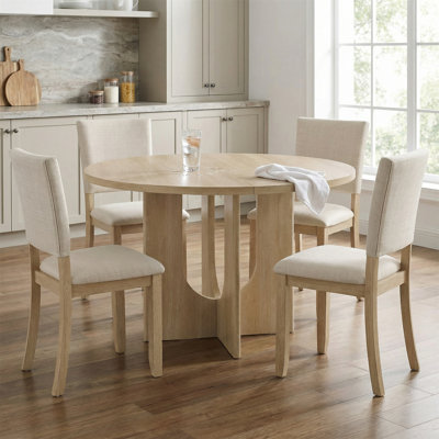5-piece Round Dining Table Set, Including 4 Padded Dining Chairs, Suitable For The Living Room Or Kitchen