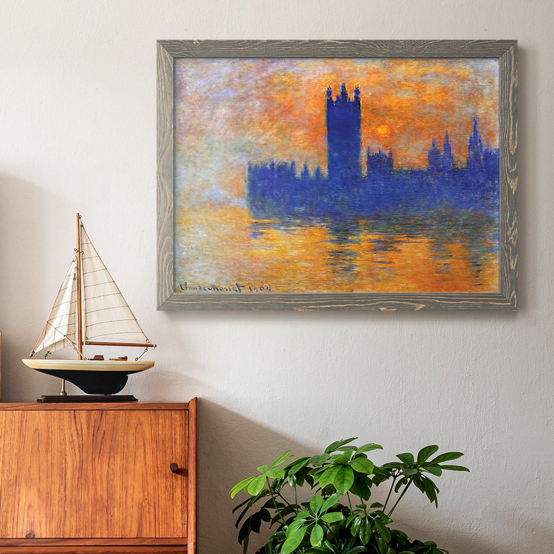 Maisons du Parlement, coucher de soleil 02, 1904 - Reproduction de photo sur toile, Gris, H 26 po x l 38 po x P 1,5 po