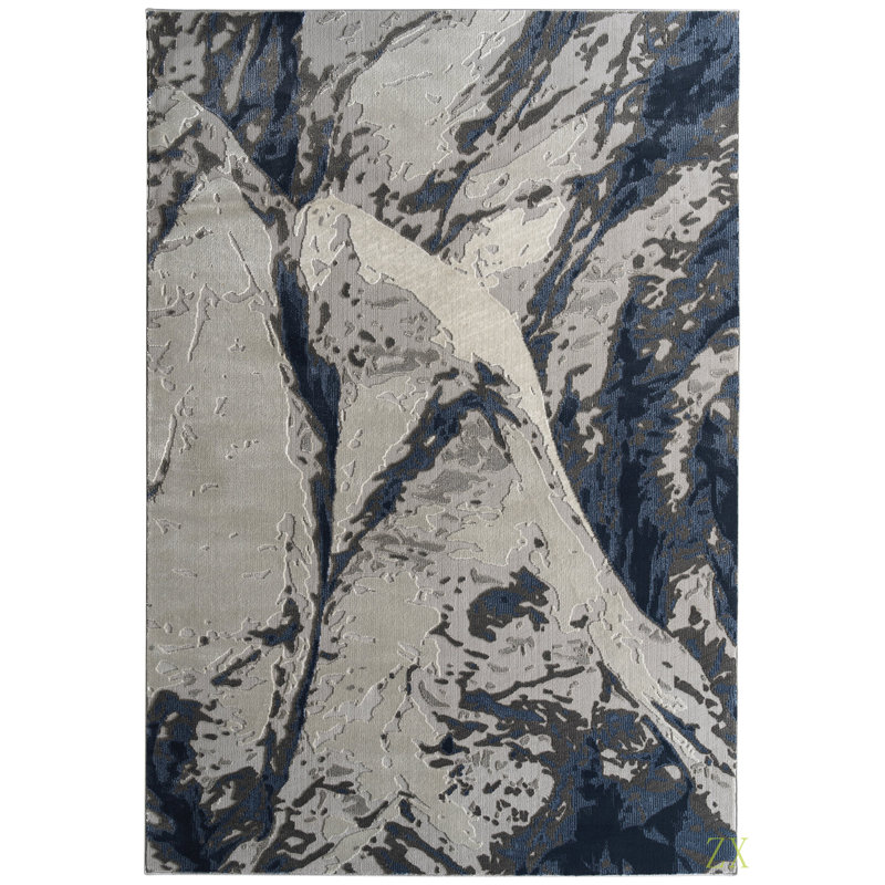 Tapis rectangulaire décontracté, contemporain, moderne, abstrait, texturé et à poils courts de 9 pi 3 po x 12 pi