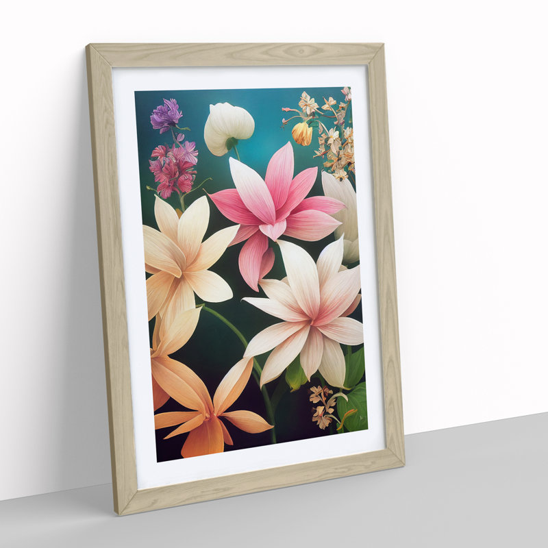 Exclusive Flowers - Single Picture Frame Print, Oak Framed, 46cm H x 34cm W x 2cm D