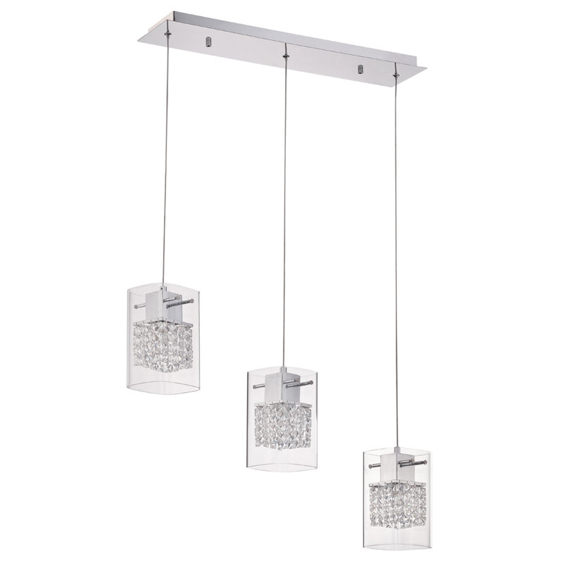 Luminaire suspendu cylindrique à 3 lumières Reczkowski