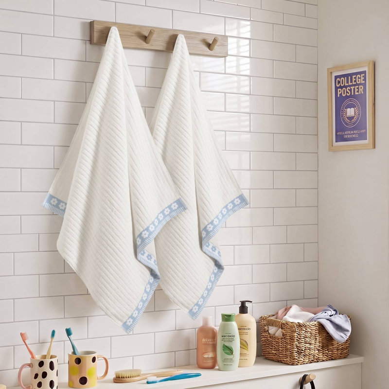 Ensemble de serviettes de bain 2 pièces Flora Rib, Blue
