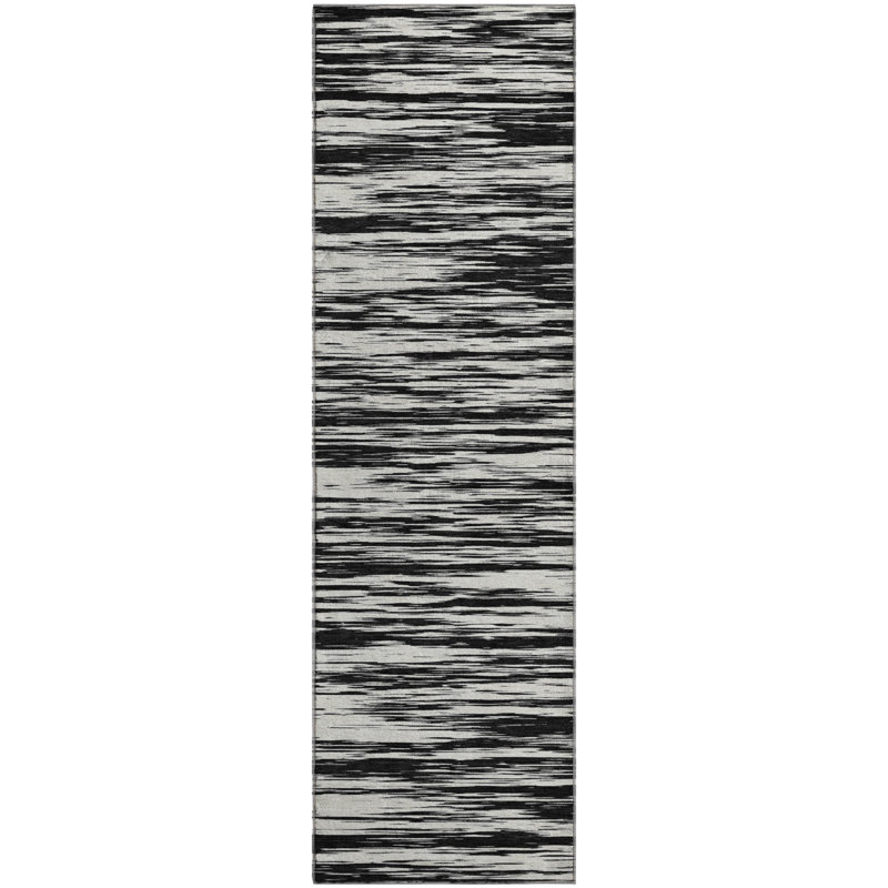 Premium Machine Washable Prisco Black Rug, Runner 2'3" x 7'6"