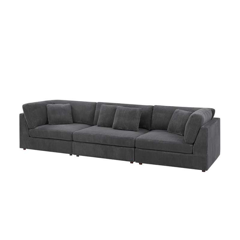 Buzby 135'' Corduroy Sofa, Dark Gray