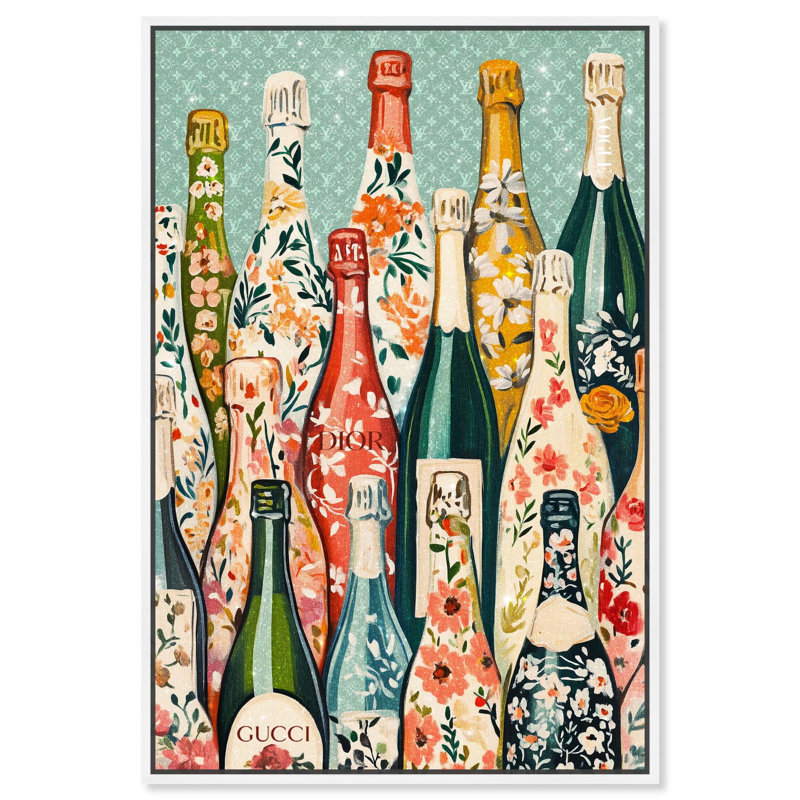Art floral sur toile de la collection Floral II , H 16 po x l 11 po, Cadre blanc