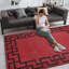 Lexi Red Geometric Border Area Rug - Vibrant Rug with Bold Black Frame-395272290