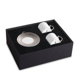 Aegean Espresso Cup + Saucer (Set of 2) - Platinum