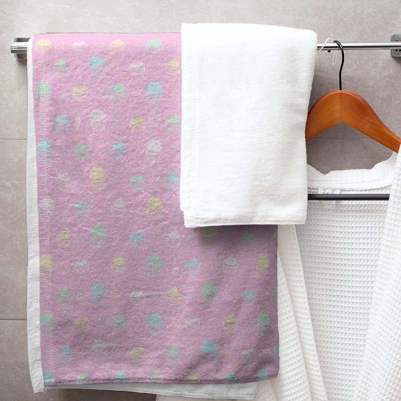 Katelyn Elizabeth Cotton Blend Bath Towel, Pink/Black