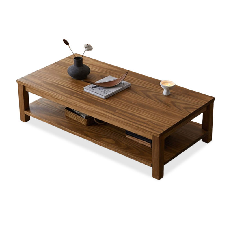 Brown Solid Wood Rectangular Coffee Table, 17.72" H x 55.12" L x 23.62" W