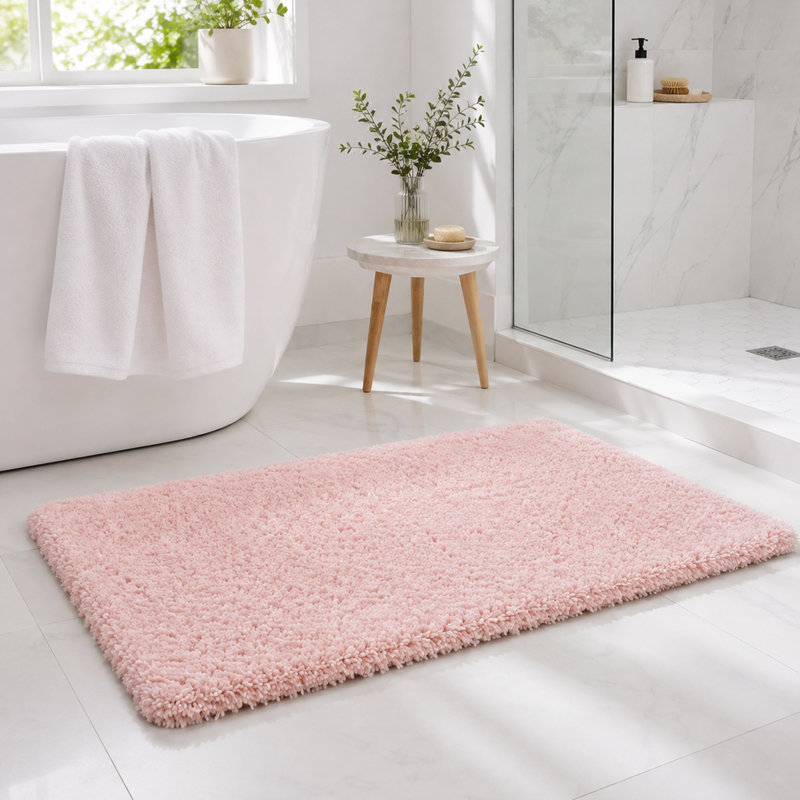 Plush Microfiber Bath Mat with Non Slip Backing
