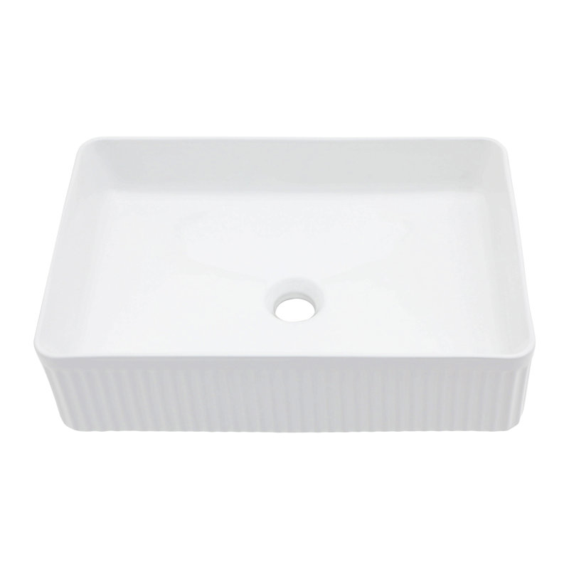19.63"X13.69" White Ceramic Rectangular Vessel Bathroom Sink