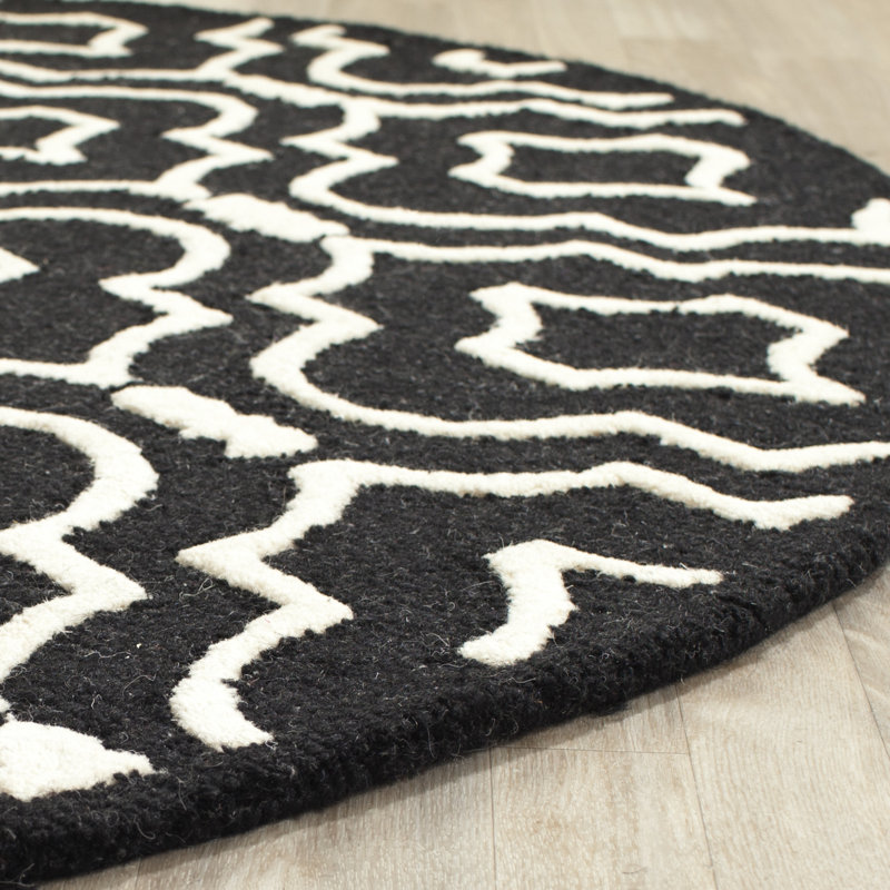Cannen Hand Tufted Wool Geometric Rug, Round 6'