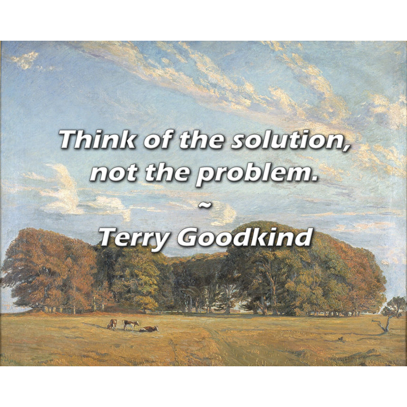 Citation artistique «Pensez à la solution, pas au problème». Toile tendue par Terry Goodkind Gallery, H 18 po x l 13 po