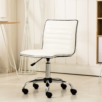Fauteuil de bureau réglable à hauteur d'air avec dossier moyen en similicuir pivotant à 360 degrés en similicuir et 5 réglages de hauteur réglables