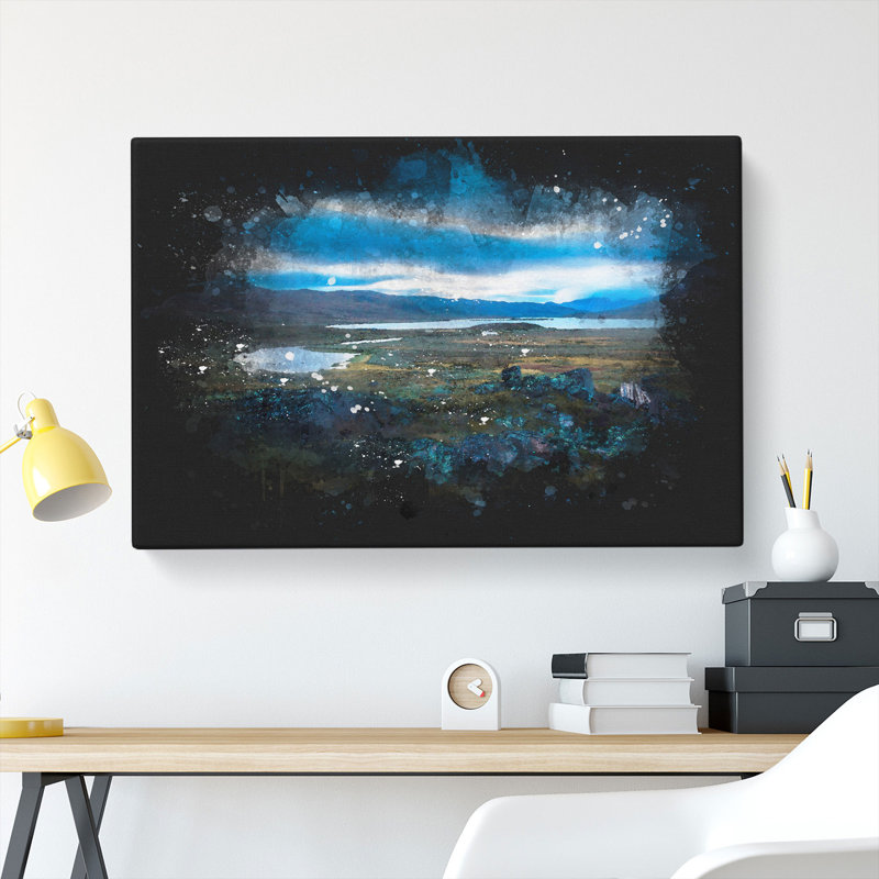 Terrain in Abisko Sweden Paint Splash - Wrapped Canvas, 35cm H x 50cm W x 3cm D