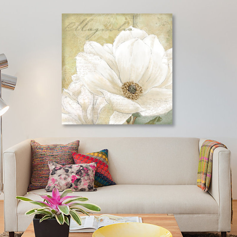 Magnolia I, impression sur toile, H 12 po x l 12 po x P 1,5 po, Toile tendue, Pas de tapis