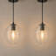 Luminaire suspendu 1 lumière à intensité variable avec globe en verre nervuré pour salle à manger (ensemble de 2)