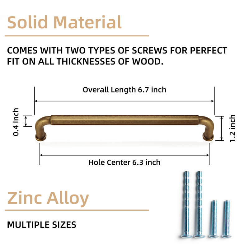 Centre To Centre Bar Pull Multipack, 6.31", Antique Brass