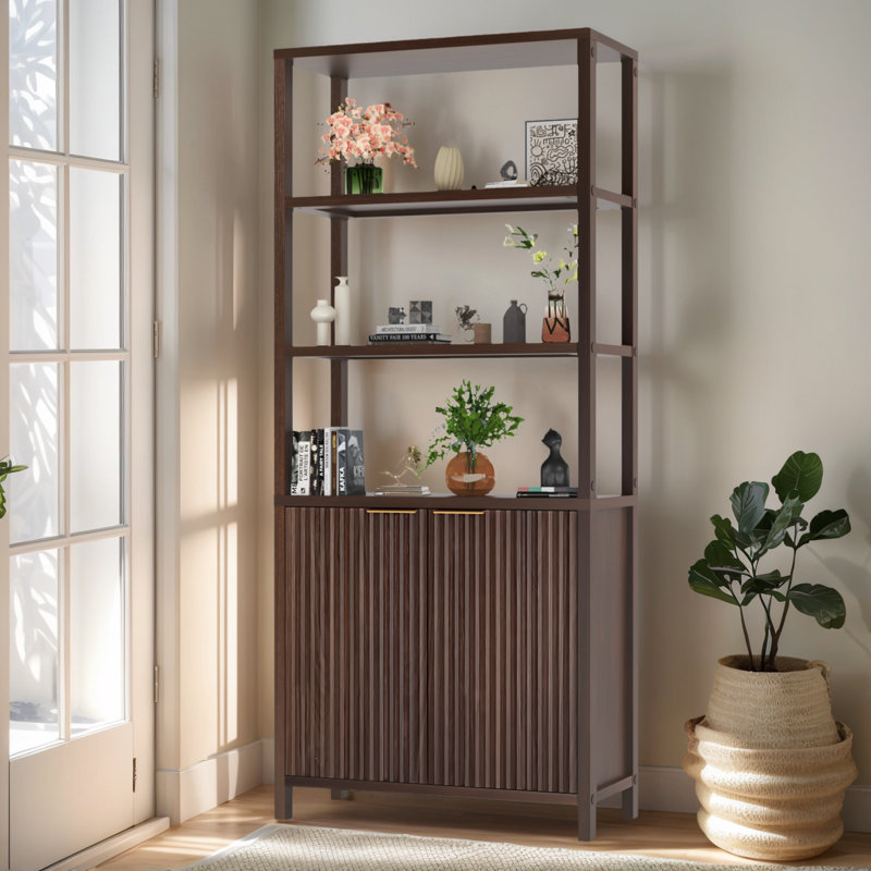 Walnut 2-Door 6-Shelf Display Cabinet, Walnut