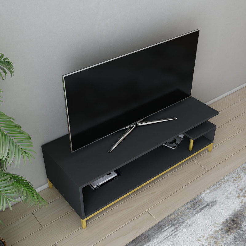 Meuble télé pour téléviseur de 50 po ou moins Antina, Doré / anthracite