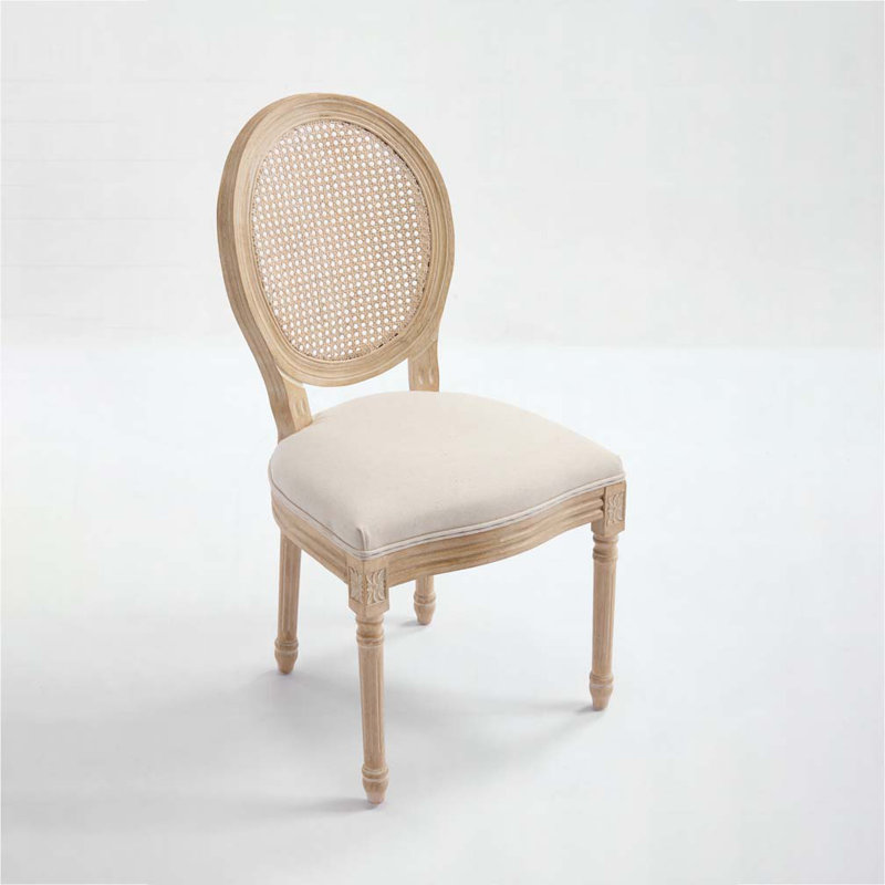 Chaises rembourrées avec dossier rond en rotin naturel