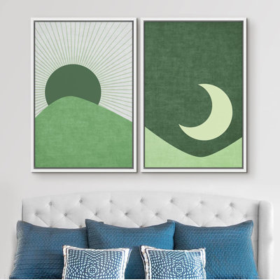 Green Green Sun & Crescent Moon - ensemble de 2 reproductions