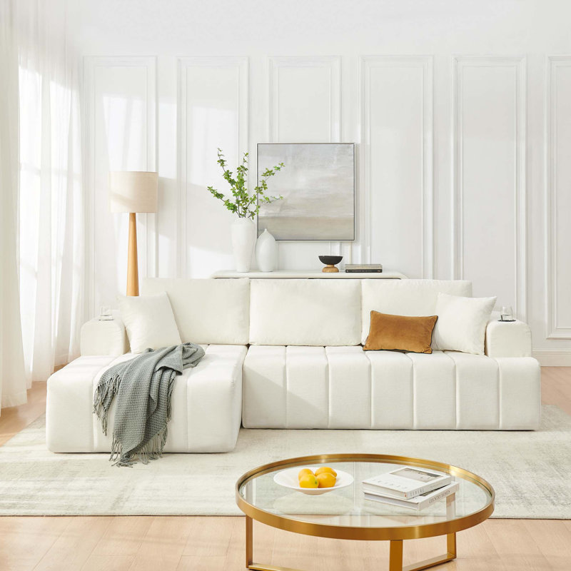 Canapé modulaire en chenille Cloud Design, Beige Chenille