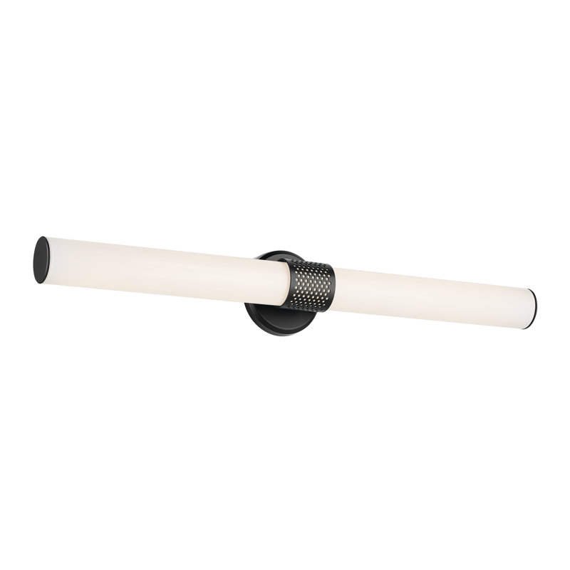 Barre de salle de bain 32 "à DEL avec verre blanc, Noir satiné