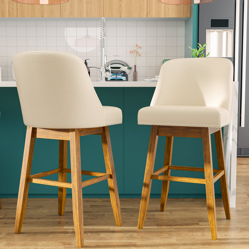 Tabouret de comptoir rembourré Havant, Tabouret de bar (siège d'une hauteur de 30 po), Beige / brun