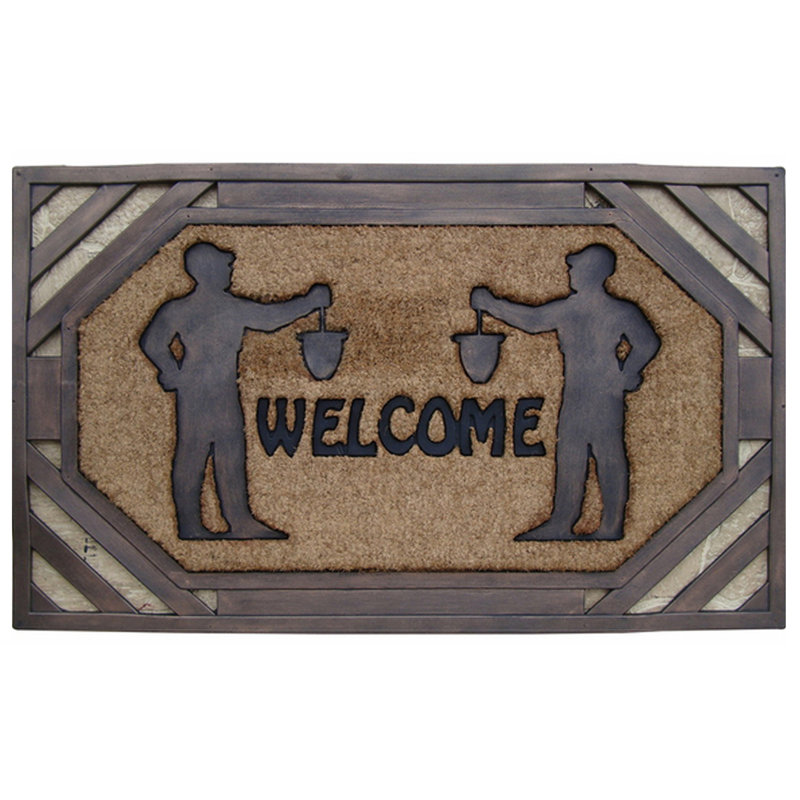 Tapis d'entrée antidérapant pour porte en caoutchouc et fibre de coco Milhouse 38 po x 23 po