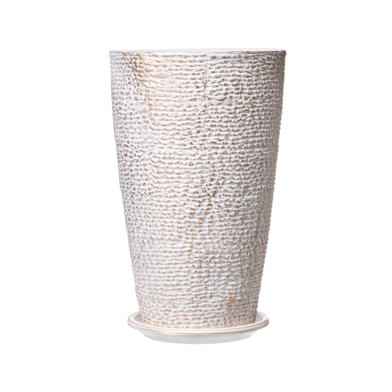 Tall Planter Set of 2 Round Tapered Plant Pots 21 in for Outdoor Indoor