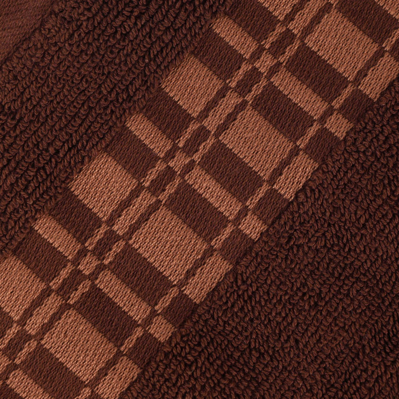 Mikira Larissa Cotton Medium Weight Geometric Border Bath Towel (Set of 4), Chocolate