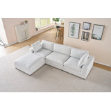 Modechai Sectional Sofa, 114? Down Filled Sofa, 4 Seats L Shaped Couch with Chaise, Ottoman