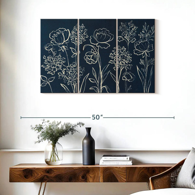 Harnek An Indigo Floral I, 24" H x 38" W