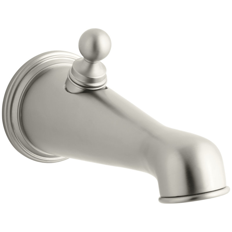 Bec de bain à inverseur à fixation murale avec connexion npte 3/4" Antique, Nickel brossé éclatant