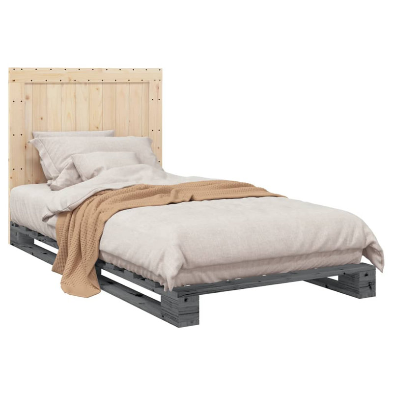 Oakfield Solid Wood Bed, Grey, DE Size - 100 x 200 cm
