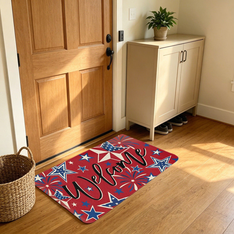 Tapis de bienvenue Red Star Independence Day Firework, 20 x 32 po
